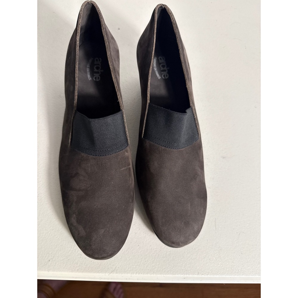 Arche LN Brown Suede Wedge Pumps Made in France Elastic Gore Slip On Shoes 42/11 - Picture 8 of 8